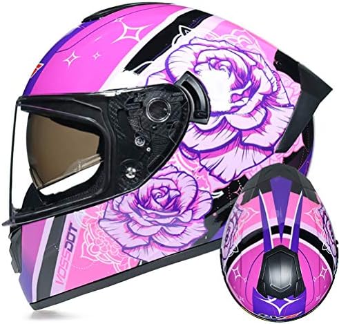 2年保証 バイク 新作製品 世界最高品質人気 ドラッグストア B06wws7v ヘルメットフルフェイスヘルメット軽量オートバイ電気自動車 ヘルメット男性と女性の冬の二重レンズスポーツカーレースフルカバーヘルメット人格オートバイレーシングヘルメット 激安超特価