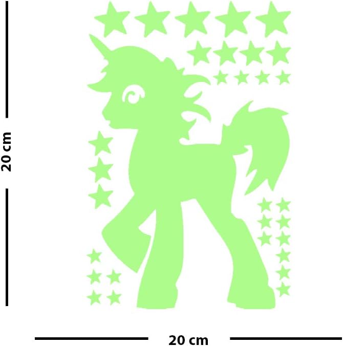 Ambiance-Live Glow in the dark unicorn with stars wall sticker decal - 20 x 20cm, 20 x 20 cm - Image 5