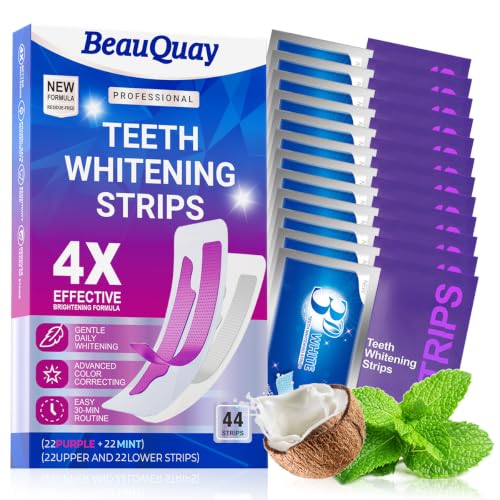 Purple Teeth Whitening Strips Kit, 44 Teeth Whitening Kit with Dry White