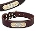 Beirui Genuine Leather Personalized Dog Collars with Nameplate ID Tags, Custom Dog Collars Engraved for Medium Large Dogs,Rich Brown,M(1.2