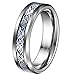 QUEENWISH 6mm Unique Silver Tungsten Celtic Wedding Bands for Women with Blue Carbon Fiber Engagement Couples Ring Comfort Fit Size 5
