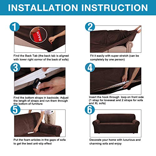 Velvet Stretch Sofa Covers Loveseat Couch Covers for 2 Cushion Couch