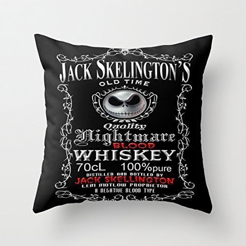 Derhamstore Halloween Parody Nightmare Blood jack skellington Whiskey Pattern Unique Fashion printing Plush cloth 18 X 18 inch Pillowcase