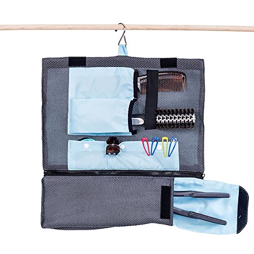 Click Here to See More Images G.U.S. Professional Hair Tools and Accessories Hanging Organizer for Travel and Home-Use Bag, with Detachable Curling and Straight Iron Pouch