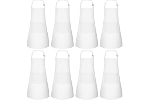 MEEZY 8 Pack Kids Apron Bulk with Pockets Adjustable Painting Apron Children Art Apron Toddler Chef Aprons for Kids Painting Cooking Crafts Baking (White)