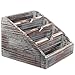 Vintage Dark Brown Wood 4 Compartments Office Supplies Organizer / Decorative Rustic Stationery Storage Rack