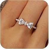 AIBELOPY Dainty Bow Rings for Women 925 Sterling Silver Cubic Zirconia Infinity Knot Ring Promise Rings for Her Mother Daughter Friendship Ring Valentines Jewelry Mothers Day Gifts