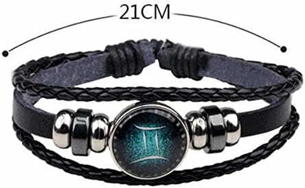 Jauxin Hand Woven Leather Retro Twelve Constellation Bracelet
