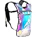 SOJOURNER Hydration Pack Backpack - 2L Water Bladder Included for Festivals, Raves, Hiking, Biking, Climbing, Running and More (Iridescent - Blue)