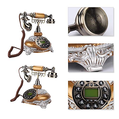 Mugast IDS-8675D Retro Corded Telephone,Auto IP Antique Vintage Style Wired Desktop Landline Phone with FSK/DTMF Dual System and Caller ID for Home Office Decoration - Thumbnail 4