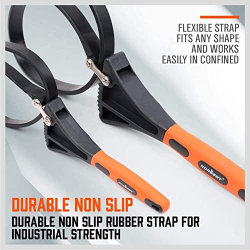 HORUSDY 2piece Oil Filter Wrench Set, 4" and 6" Rubber Strap Wrench