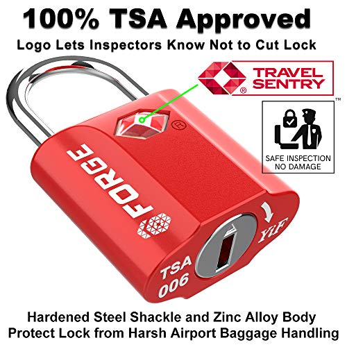 Red 4 Pack TSA Approved Luggage Locks UltraSecure Dimple Key Travel