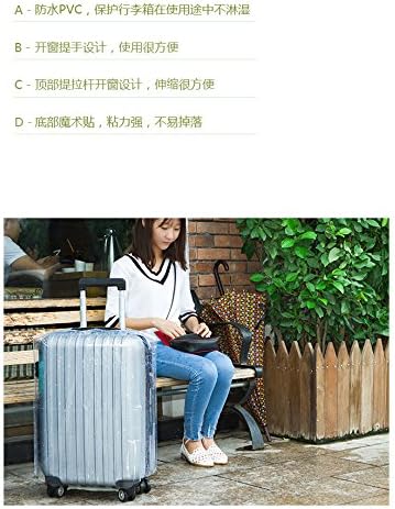 CHENRUI Travel Luggage Cover,Transparent Ultra-thick Single-layer 20-wire Trolley Case PVC Anti-rain Wear Dust Cover (24")