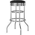 TRINITY Heavy Duty 30-Inch Backless Swivel Bar Stool for Kitchen, Garage, or Workshop, Chrome Finish with Faux Leather Seat, 1 Pack, Black