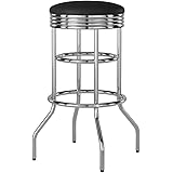Trinity Chrome Swivel Barstool, 29-Inch, Black
