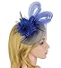 Zking Women Fascinator Hair Pillbox Rose Veil Cocktail Party Wedding Hat (A-royal blue)