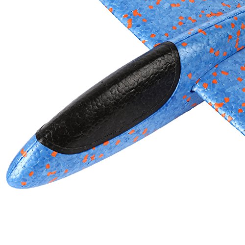 Wenasi Throwing Glider Inertia Plane Foam Aircraft Toy Hand Launch Airplane Model Outdoor Sports Toy for Kids Children Boy Girl as Gift (18 inches Blue)