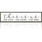 Inspirational Decor Sign, Shelf Table Decor, Modern Farmhouse Decor for Home Living Room Bedroom, Decorative Wooden Wall Sign, This is Our Life Our Story Our Home Sign 17.8x4x1.2 inches 16