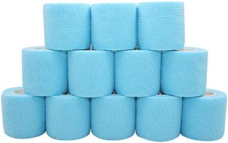 COMOmed Self Adherent Cohesive Bandage 2"x5 Yards First Aid Bandages Stretch Sport Athletic Wrap Vet Tape for Wrist Ankle Sprain and Swelling,Light Blue(12 Rolls)
