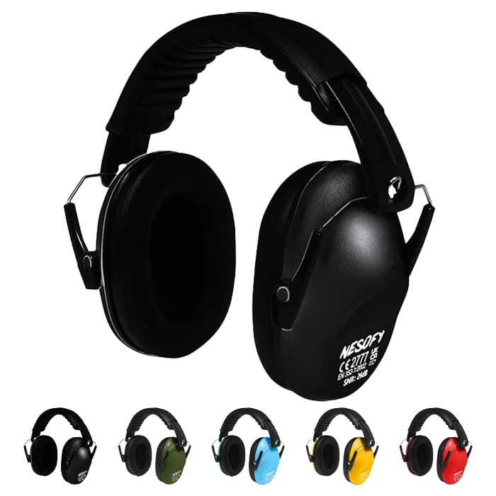 Nesofy Ear Defenders Children 26db | Protection & Noise Cancelling Kids Ear Defender Age 3 to16 Year | Foldable & Adjustable Headphones Autism for Baby