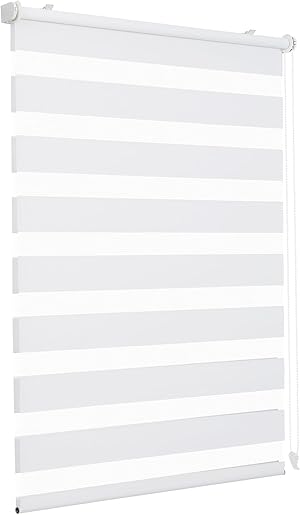 Sekey Doppelrollo Klemmfix ohne Bohren für Fenster, Doppelrollo 50 cm breit, Duo Rollo Jalousie Sonnenschutz, 50x100cm, Weiß
