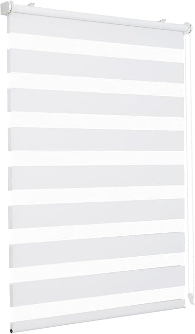 Sekey Doppelrollo Klemmfix ohne Bohren für Fenster, Doppelrollo 80 cm breit, Duo Rollo Jalousie Sonnenschutz, 80x150cm, Weiß