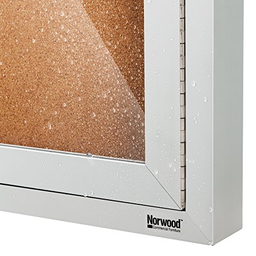 Norwood Commercial Furniture NOR-ATA-1003-SO Outdoor/Indoor Enclosed Cork, Bulletin Board with One Door, 2' W x 3' H, Silver/Brown