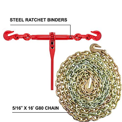VEVOR Chain and Binder Kit 5/16in3/8in, Ratchet Load Binders 6600lbs