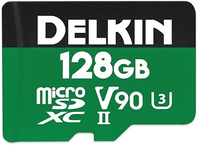 Delkin Devices 128GB Power Micro SD Card UHS-II U3 V90 300MB/s Read 250MB/s
