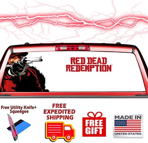 Amazing Decalz RED Dead Redemption Police Rear Window Graphic Decal Sticker See Through Vinyl Pickup Truck