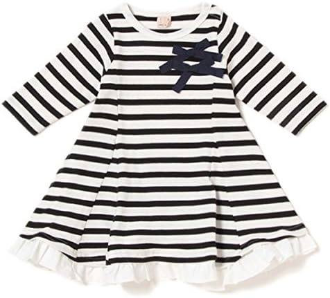 Amazon プティマイン Petit Main リボン フリルつきボーダーワンピース オフホワイト 80 001 ワンピース チュニック 通販