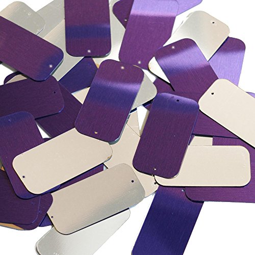 Purple Silver Sequin 2 hole Rectangle 1.5 inch Couture Loose Paillettes. Made in USA.