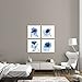 4 Panels Blue Flower Art Wall Decor - 12x12 Crystal Theme Giclee Paintings on Canvas for Home Bathroom Wall Decor