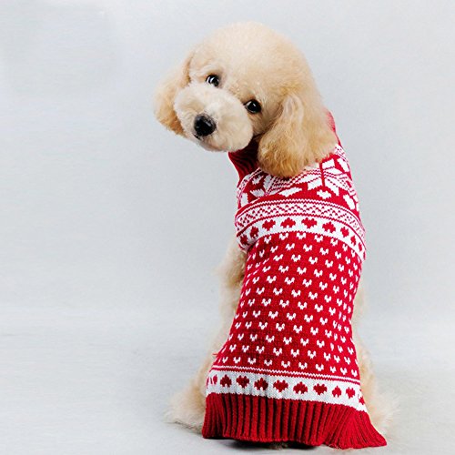 Tangpan Classic Red Snow Pet Turtleneck Dog Sweater Puppy Kitten Cats Apparel Clothes Size XS