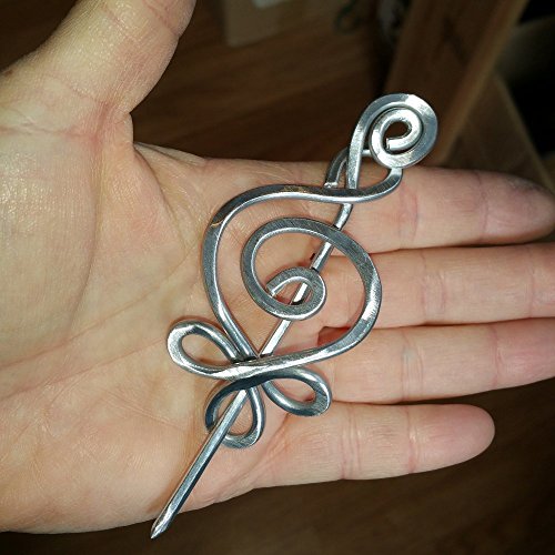 Celtic Budding Spiral Aluminum Shawl Pin, For Knitted or Crocheted Scarf Pin, Sweater Brooch - Image 7