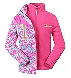 Roseate Girls 3-in-1 Jacket with Fleece Liner Outdoor Winter Outerwear Pink