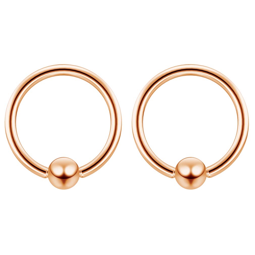 2pc Rose Gold 1.2mm 16g Ball Closure Ring Captive Bead Piercing Lip Tragus Septum Cartilage Navel Forward Helix Rook Nose Navel Bar Banana Conch - 8mm