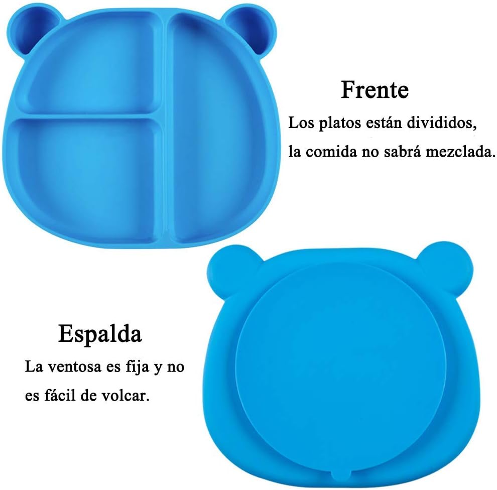 1 Cuillere En Silicone Assiette A Ventouse Pour Bebe Silicone Rose 1 Fourchette Avec Ventouse Antiderapant Avec 3 Compartiments Assiettes Et Bols Bebe Puericulture Atahari Com
