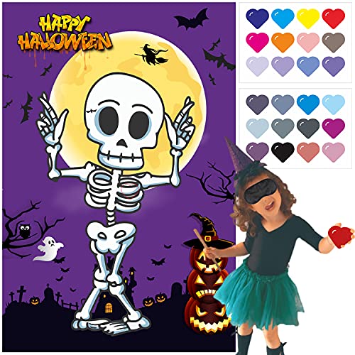 Halloween Party Games Supplies with Ring Toss Game Prize Inflatable Spiders Slap Bracelet 24pcs Halloween Bingo Game Pin Game for Kids Halloween Party Favors Indoors Outdoors Party Game