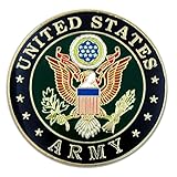 Lapel Insignia Pin - Military - ARMY - Solid Brass, Gold Plated, and Enamel color filled