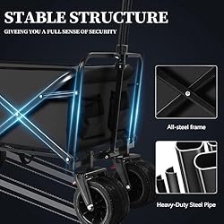 Collapsible Folding Wagon, Heavy Duty Foldable Cart