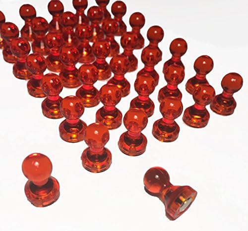 50 Transparent Push Pin Magnets (Orange) - Extra strong. Great for maps, fridge, file cabinets, white boards and more!