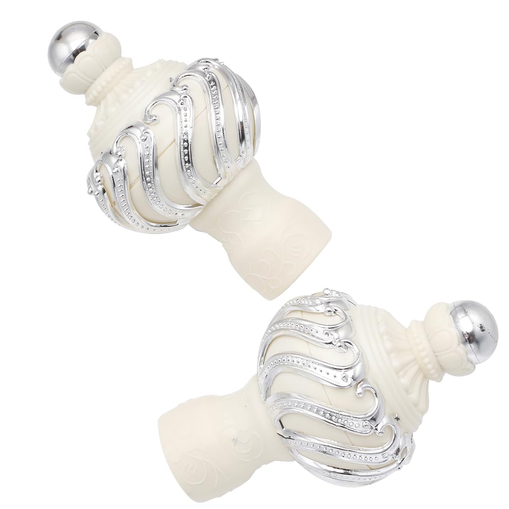 GORGECRAFT 2PCS Round Curtain Rod Finials Drapery Pole End White Replacement Decorative End Head Caps for Home Office Curtain Roman Rod Decor Accessories, Inner Diameter: 27mm