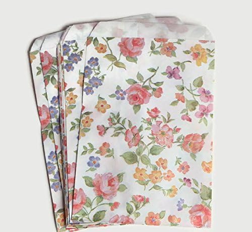 Extra Small Floral Paper Bags 4" x 6" Party Favors, Paper Lunch Bags, Wedding favor bags, Kraft bags, paper bags (25)