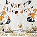 Halloween Party Balloons Decorations Kit - Happy Halloween Banner and 30 pcs 12 Inches Pumpkin Ghost Bat Specter Spider Web Latex Balloons for Halloween Party Supplies