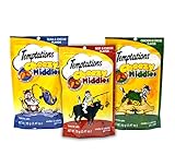 Temptations Cat Treats Cheezy Middles Variety Pack - 3 Flavors (Tuna & Cheese, Chicken & Cheese, and Beef & Cheese Flavors) 3 Pouches - 2.47 Oz Each