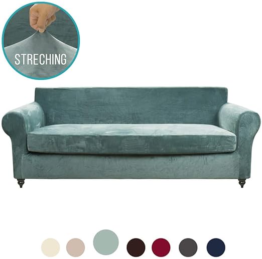 Amazon Com Moymo 2 Piece Stretch Velvet Xl Couch Slipcover High