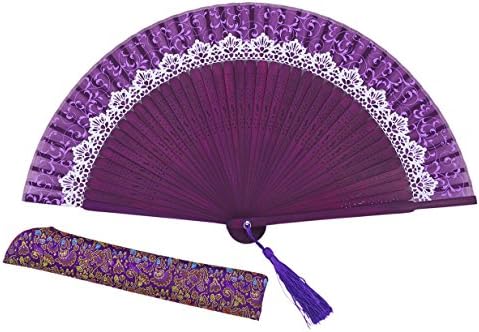 Meifan 100% Handmade Oriental Chinese / Japanese Vintage Retro Style Hand Held Silk Folding Fans MFC (Purple)