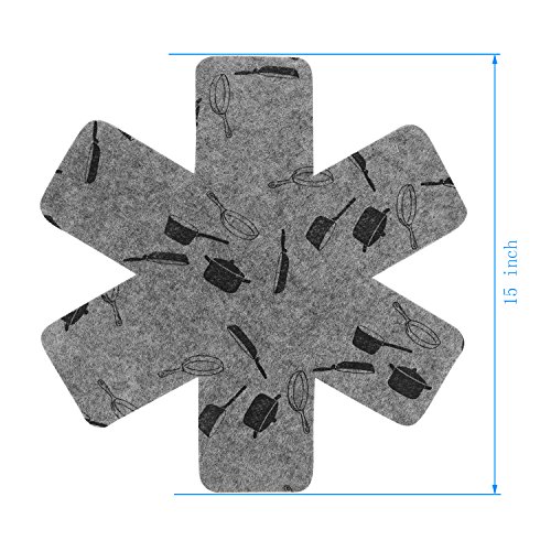 ASSIS Pot & Pan Protectors, Set of 6 15 Inches Gray Print Premium Divider Pads to Prevent Scratching, Separate and Protect Surfaces of Your Cookware - Cookware Accessories - Thumbnail 5