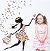 YUFENG Removable DIY PVC Wall Sticker Decor Flower Fairy Princess Butterfly Dancing Girls, Sweet Romance Flower Fairy Princess Moon Girl Wall Stickers Sitting Bedroom (princess girl 3)